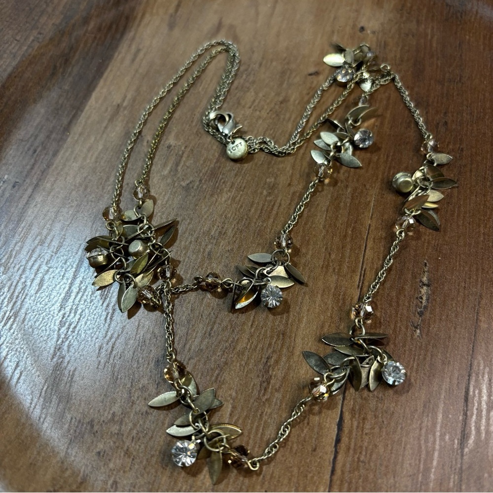 Loft Costume Long Necklace With Beautiful Gold, Bronze, And Metallic Tones.